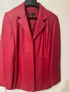 Valerie Stevens Bright Red Leather Blazer